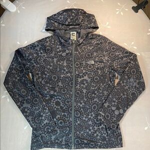 The North Face Woman sweater Zip Hoddie Large Polka Dot Pattern Black And Gray